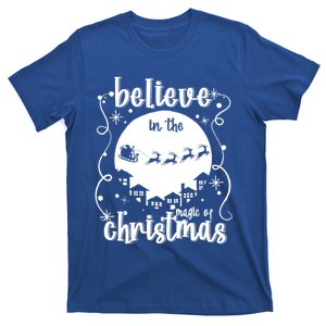 Believe In The Magic Of Christmas Santa Sleigh Retro Cool Gift T-Shirt