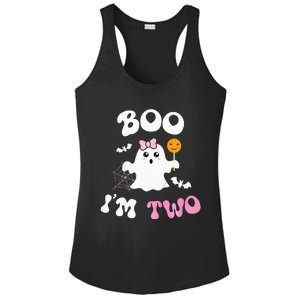 Boo Im Two Ghost Second 2nd Birthday Groovy Halloween Ladies PosiCharge Competitor Racerback Tank