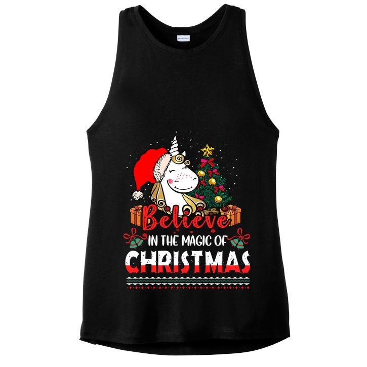 Believe In The Magic Of Christmas Gift Ladies PosiCharge Tri-Blend Wicking Tank