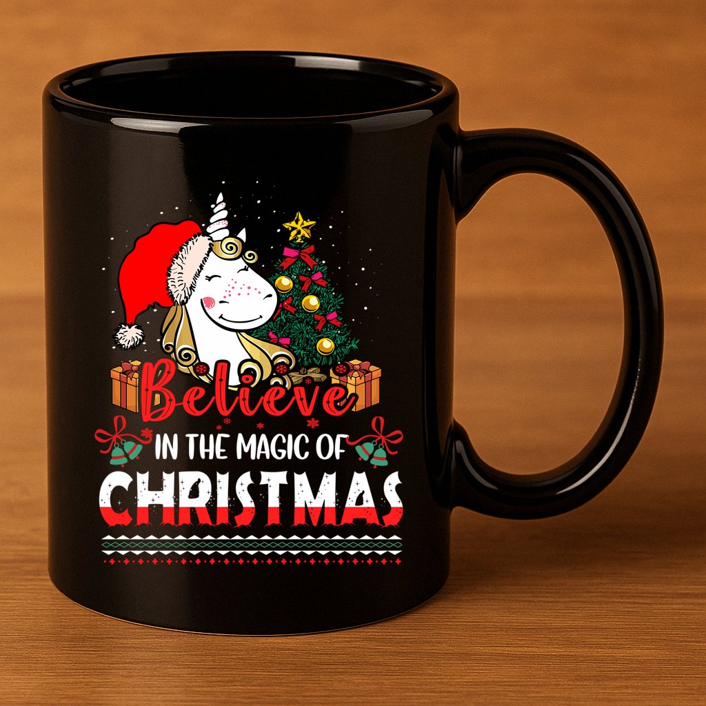 Believe In The Magic Of Christmas Gift 11oz C Handle Ceramic Mug