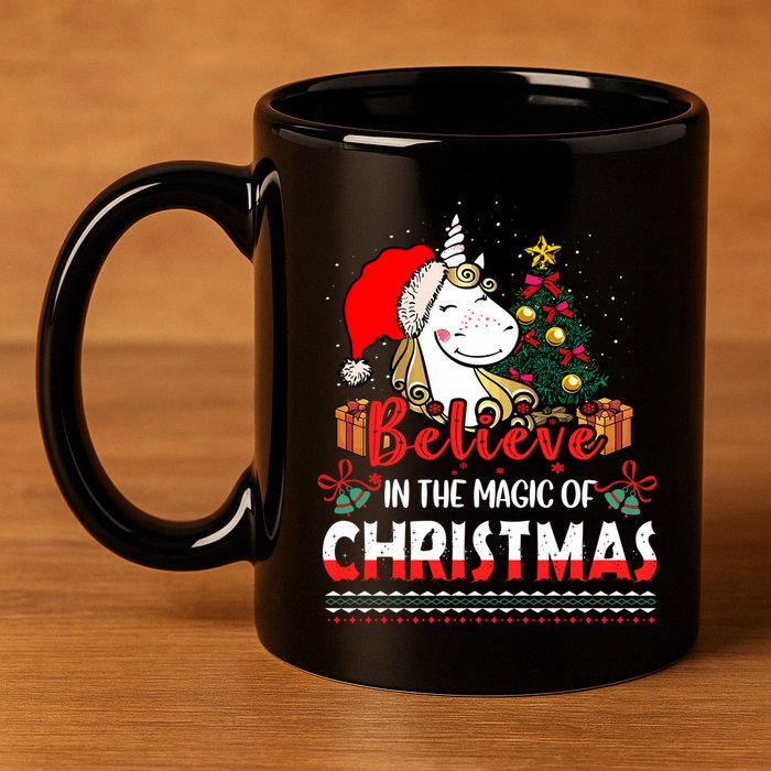 Believe In The Magic Of Christmas Gift 11oz C Handle Ceramic Mug