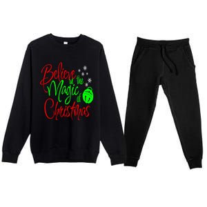 Believe In The Magic Christmas Xmas Sweater Jumper Gift Premium Crewneck Sweatsuit Set