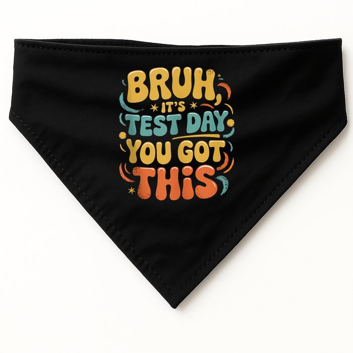 Bruh Its Test Day You Got This Testing Day Teacher Retro  USA-Made Doggie Bandana