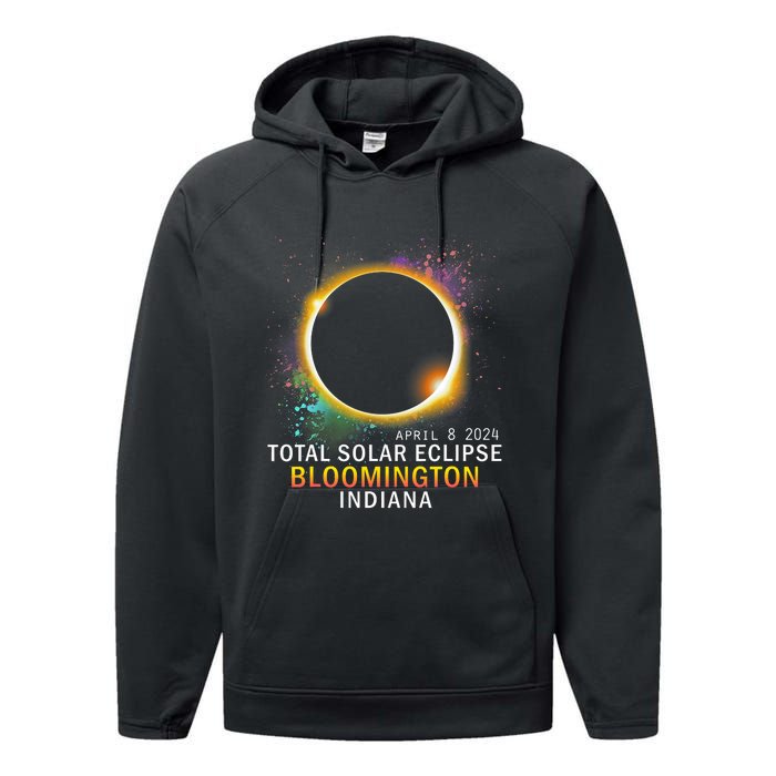 Bloomington Indiana Total Solar Eclipse April 8 2024 Performance Fleece Hoodie