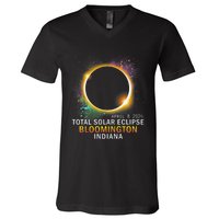 Bloomington Indiana Total Solar Eclipse April 8 2024 V-Neck T-Shirt