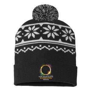 Bloomington Indiana Total Solar Eclipse April 8 2024 USA-Made Snowflake Beanie