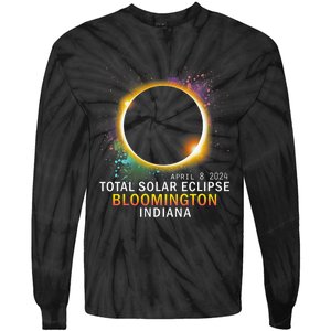 Bloomington Indiana Total Solar Eclipse April 8 2024 Tie-Dye Long Sleeve Shirt