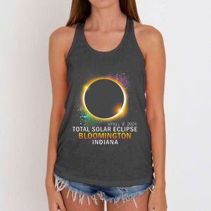 Bloomington Indiana Total Solar Eclipse April 8 2024 Women's Knotted Racerback Tank