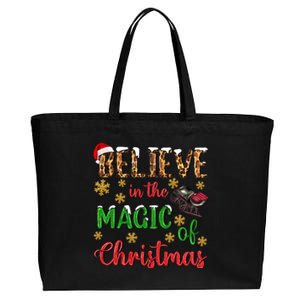 Believe In The Magic Of Christmas Leopard Print Pajamas Gift Cotton Canvas Jumbo Tote