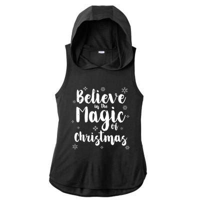 Believe In The Magic Of Christmas Gift Ladies PosiCharge Tri-Blend Wicking Draft Hoodie Tank