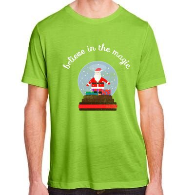 Believe In The Magic Christmas Santa Snow Globe Gift Adult ChromaSoft Performance T-Shirt