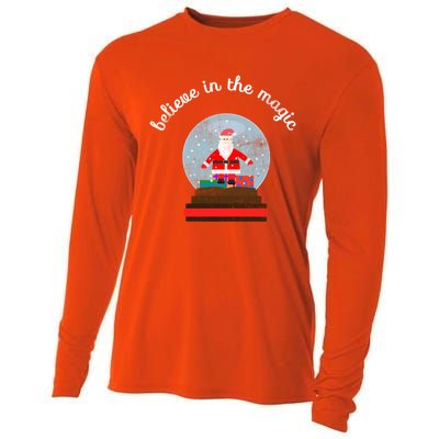 Believe In The Magic Christmas Santa Snow Globe Gift Cooling Performance Long Sleeve Crew