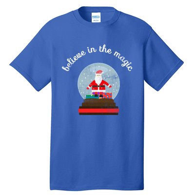 Believe In The Magic Christmas Santa Snow Globe Gift Tall T-Shirt