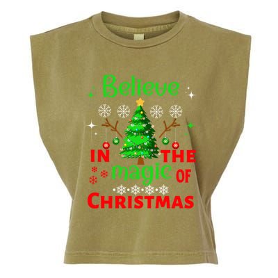 Believe In The Magic Of Christmas Funny Xmas Tree Cool Gift Garment-Dyed Women's Muscle Tee