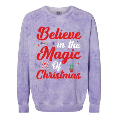 Believe In The Magic Of Christmas Xmas Holiday Gift Ideas Cute Gift Colorblast Crewneck Sweatshirt