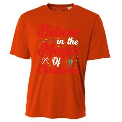 Believe In The Magic Of Christmas Xmas Holiday Gift Ideas Cute Gift Cooling Performance Crew T-Shirt