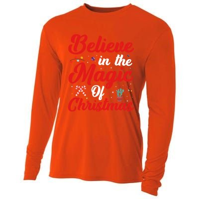 Believe In The Magic Of Christmas Xmas Holiday Gift Ideas Cute Gift Cooling Performance Long Sleeve Crew