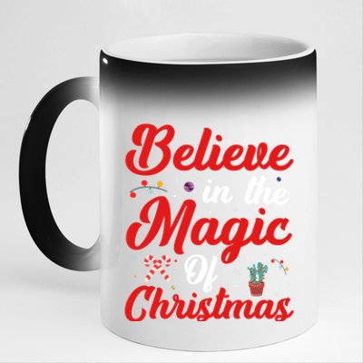 Believe In The Magic Of Christmas Xmas Holiday Gift Ideas Cute Gift 11oz Black Color Changing Mug