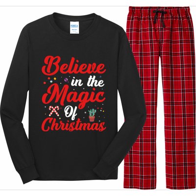 Believe In The Magic Of Christmas Xmas Holiday Gift Ideas Cute Gift Long Sleeve Pajama Set