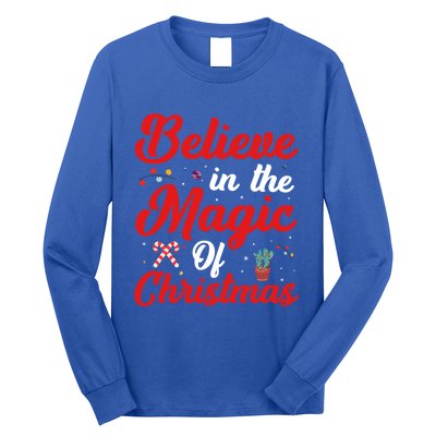 Believe In The Magic Of Christmas Xmas Holiday Gift Ideas Cute Gift Long Sleeve Shirt