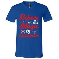 Believe In The Magic Of Christmas Xmas Holiday Gift Ideas Cute Gift V-Neck T-Shirt