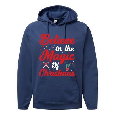 Believe In The Magic Of Christmas Xmas Holiday Gift Ideas Cute Gift Performance Fleece Hoodie