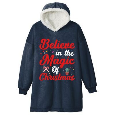 Believe In The Magic Of Christmas Xmas Holiday Gift Ideas Cute Gift Hooded Wearable Blanket