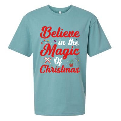 Believe In The Magic Of Christmas Xmas Holiday Gift Ideas Cute Gift Sueded Cloud Jersey T-Shirt