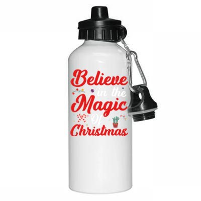 Believe In The Magic Of Christmas Xmas Holiday Gift Ideas Cute Gift Aluminum Water Bottle