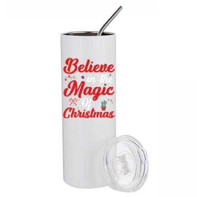 Believe In The Magic Of Christmas Xmas Holiday Gift Ideas Cute Gift Stainless Steel Tumbler