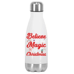 Believe In The Magic Of Christmas Xmas Holiday Gift Ideas Cute Gift Stainless Steel Insulated Water Bottle