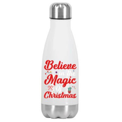 Believe In The Magic Of Christmas Xmas Holiday Gift Ideas Cute Gift Stainless Steel Insulated Water Bottle