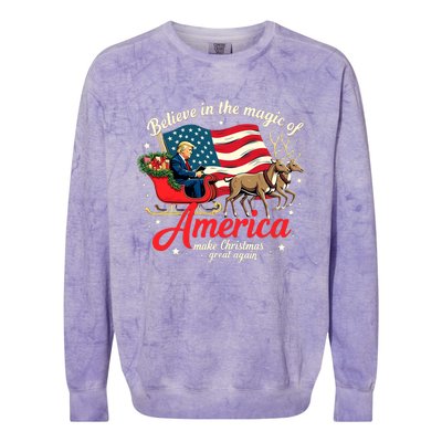 Believe In The Magic Of America Make Christmas Great Again Colorblast Crewneck Sweatshirt