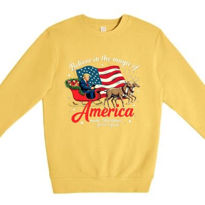 Believe In The Magic Of America Make Christmas Great Again Premium Crewneck Sweatshirt