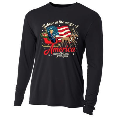 Believe In The Magic Of America Make Christmas Great Again Cooling Performance Long Sleeve Crew