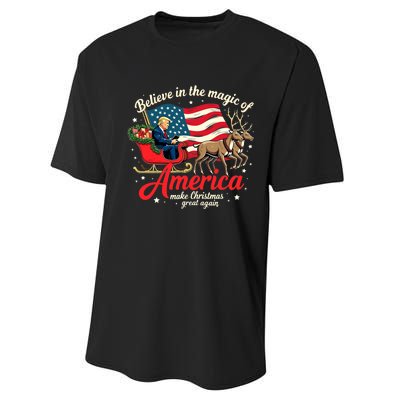 Believe In The Magic Of America Make Christmas Great Again Performance Sprint T-Shirt