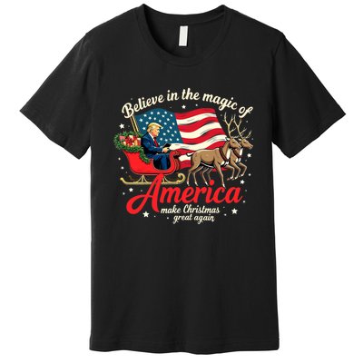 Believe In The Magic Of America Make Christmas Great Again Premium T-Shirt