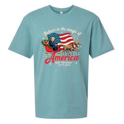 Believe In The Magic Of America Make Christmas Great Again Sueded Cloud Jersey T-Shirt