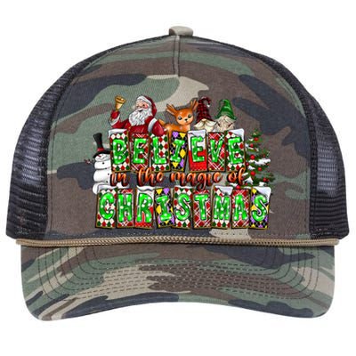 Believe In The Magic Of Christmas Xmas Tree Matching Family Cool Gift Retro Rope Trucker Hat Cap