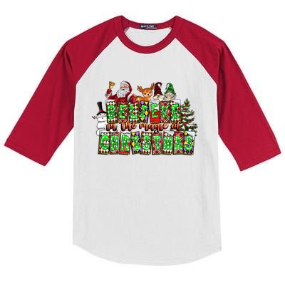 Believe In The Magic Of Christmas Xmas Tree Matching Family Cool Gift Kids Colorblock Raglan Jersey