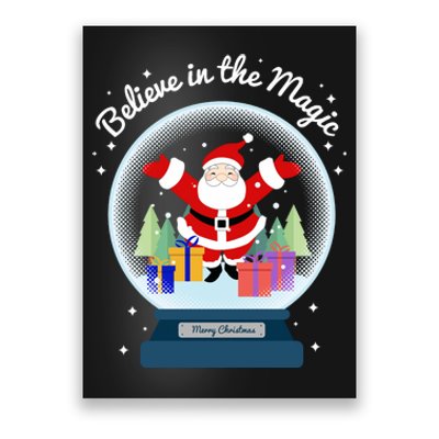 Believe In The Magic Merry Christmas Santa Snow Globe Decor Long Sleeve Poster