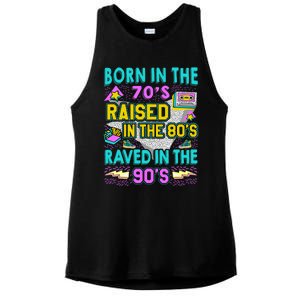 Born In The 70s Raised In The 80s Raved In The 90s Ladies PosiCharge Tri-Blend Wicking Tank