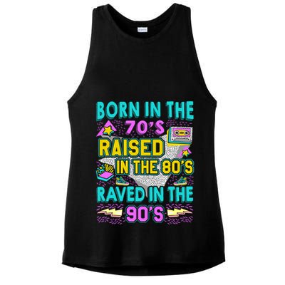 Born In The 70s Raised In The 80s Raved In The 90s Ladies PosiCharge Tri-Blend Wicking Tank