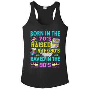 Born In The 70s Raised In The 80s Raved In The 90s Ladies PosiCharge Competitor Racerback Tank