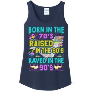 Born In The 70s Raised In The 80s Raved In The 90s Ladies Essential Tank