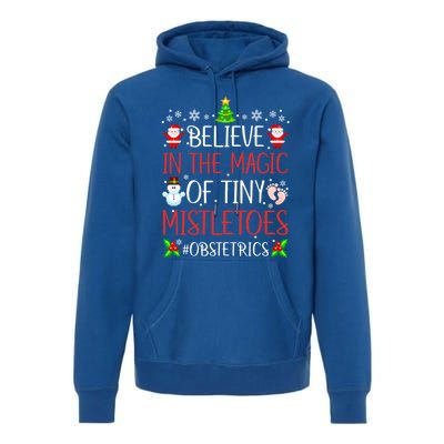 Believe In The Magic Of Tiny Mistletoes Obstetrics Christmas Gift Premium Hoodie