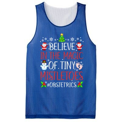 Believe In The Magic Of Tiny Mistletoes Obstetrics Christmas Gift Mesh Reversible Basketball Jersey Tank