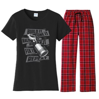 Build It Tune It Race It Repeat Car Enthusiast Women's Flannel Pajama Set