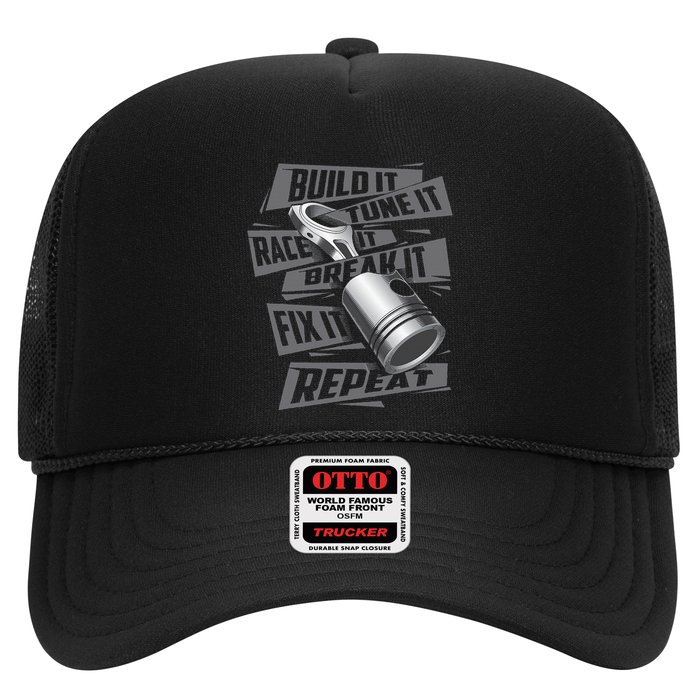 Build It Tune It Race It Repeat Car Enthusiast Trucker Hat