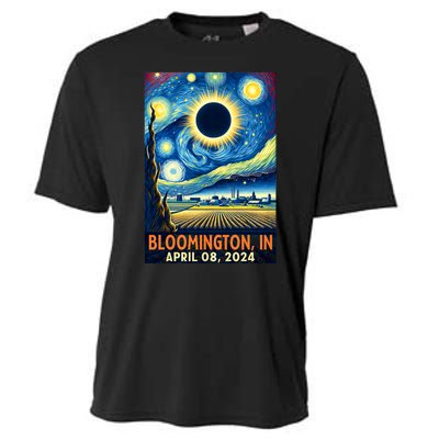 Bloomington Indiana Total Solar Eclipse 2024 Starry Night Cooling Performance Crew T-Shirt